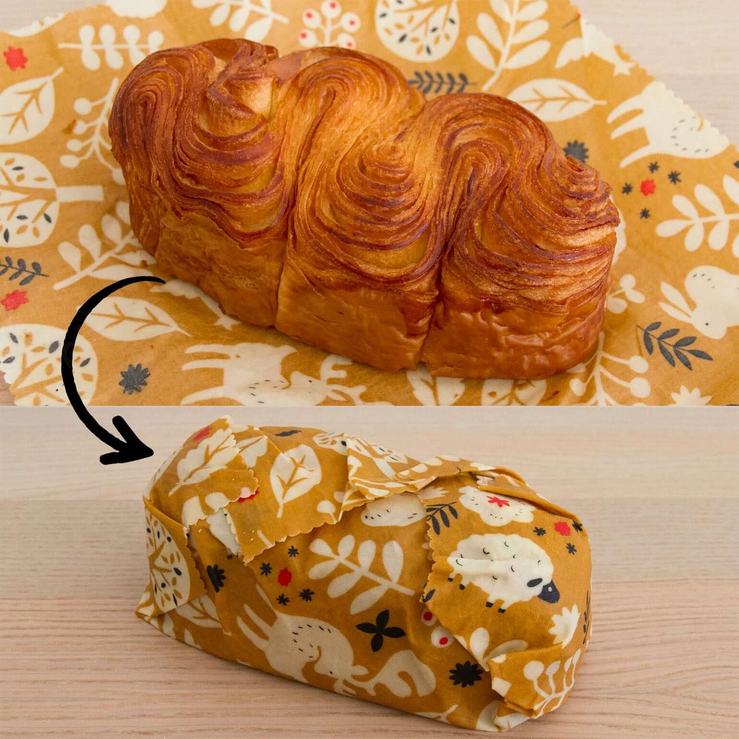 wrapping bread with Hanie beeswax wrap